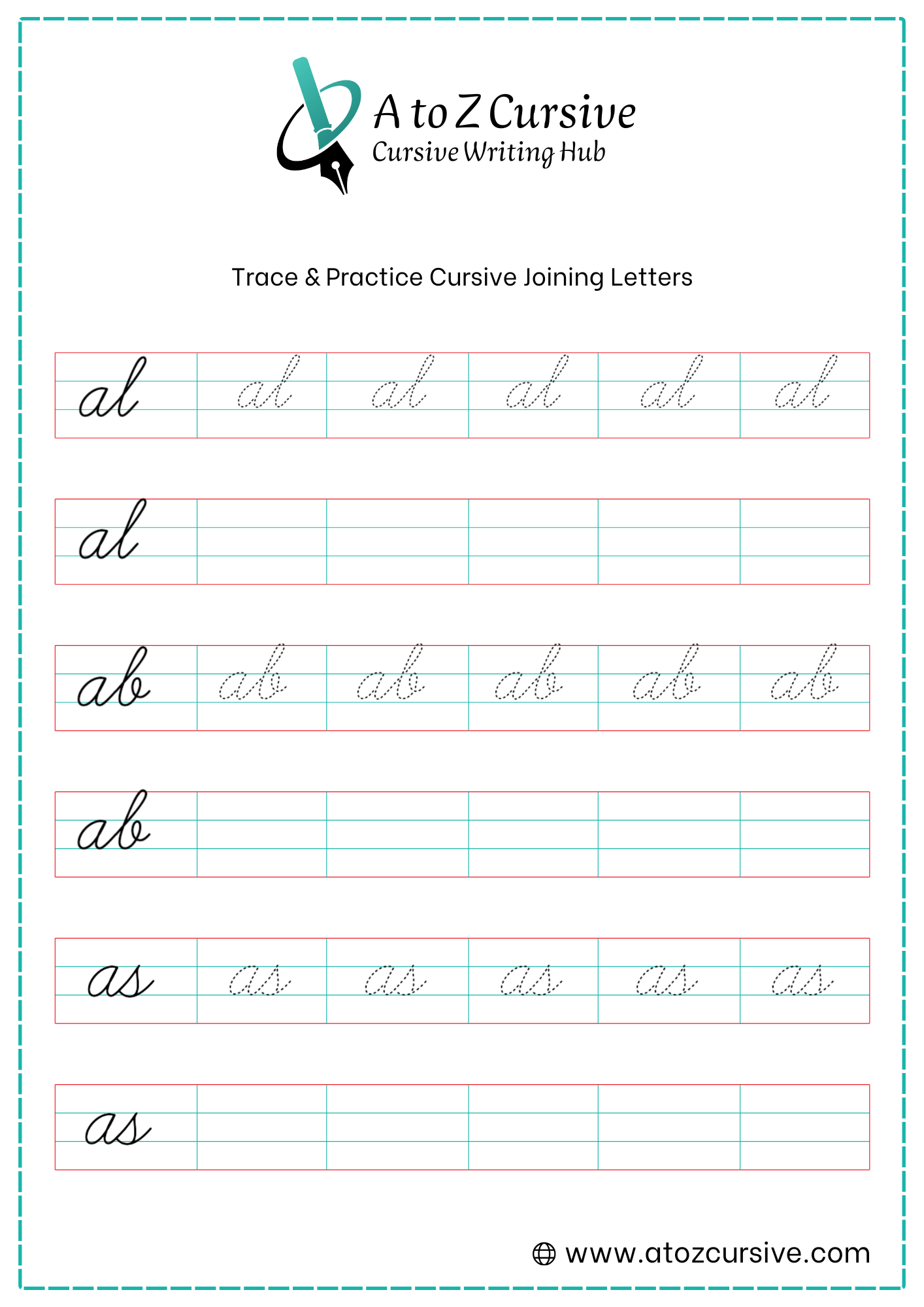 Cursive Joining Letter Worksheet 1