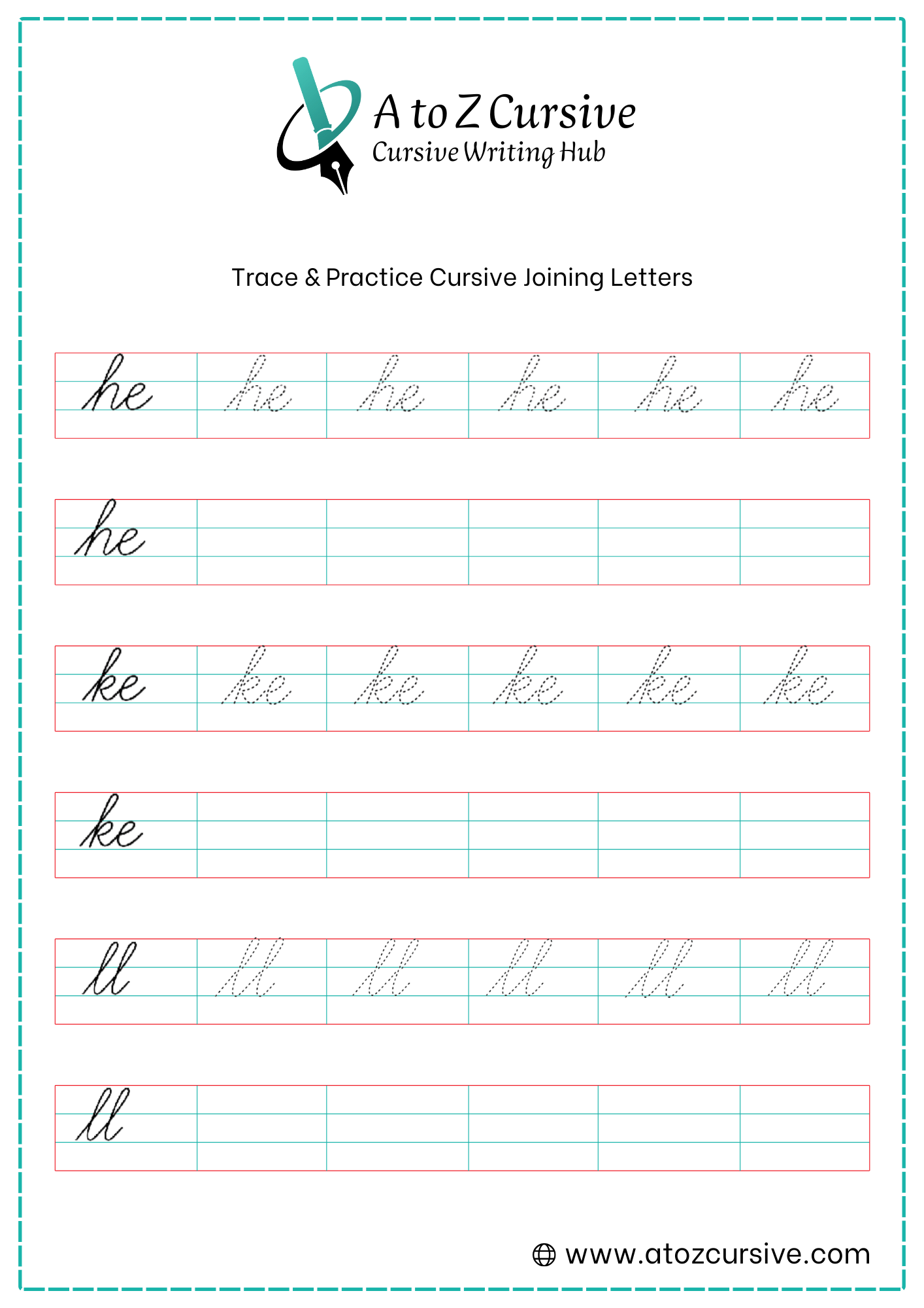 Cursive Joining Letter Worksheet 12