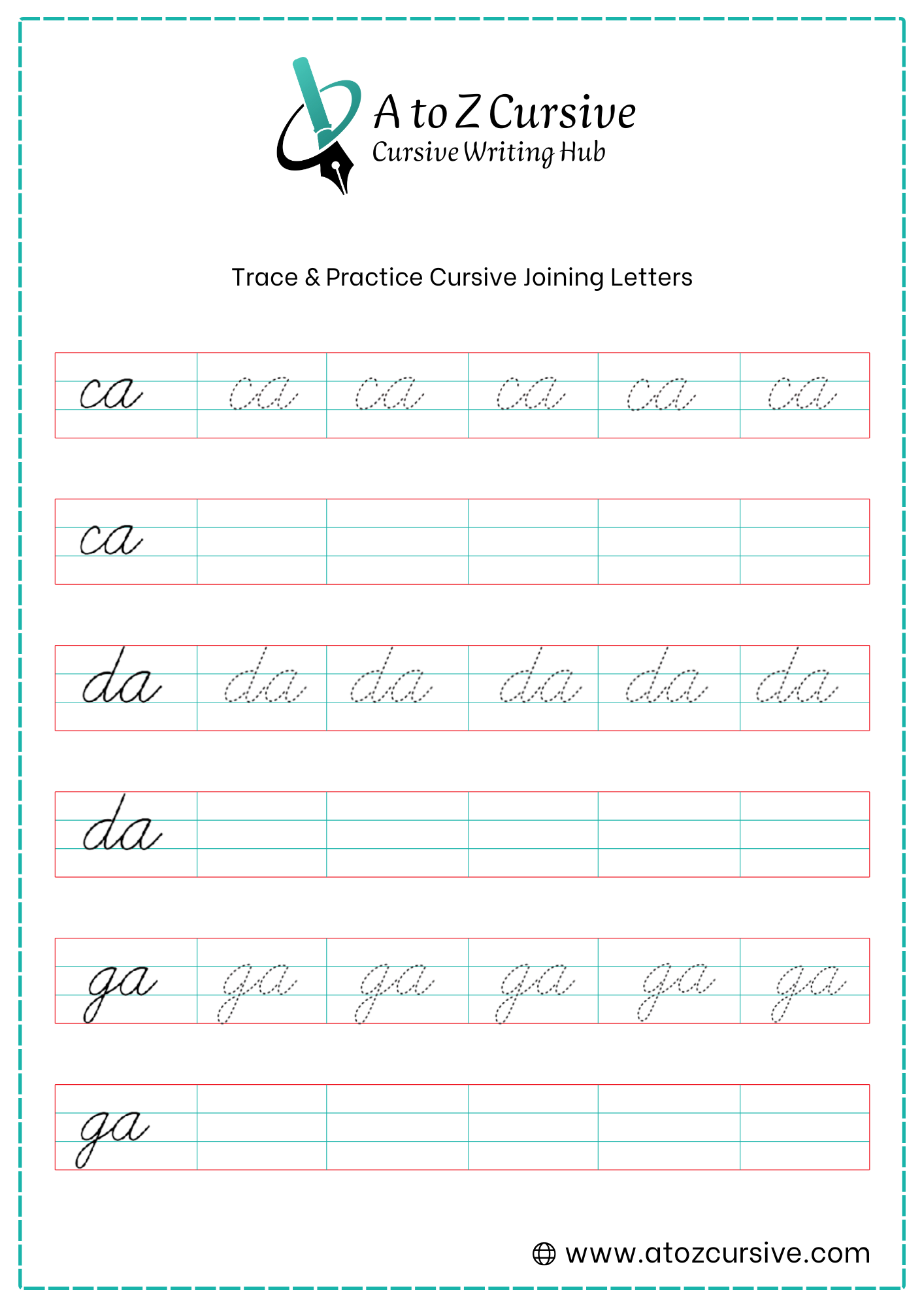 Cursive Joining Letter Worksheet 6