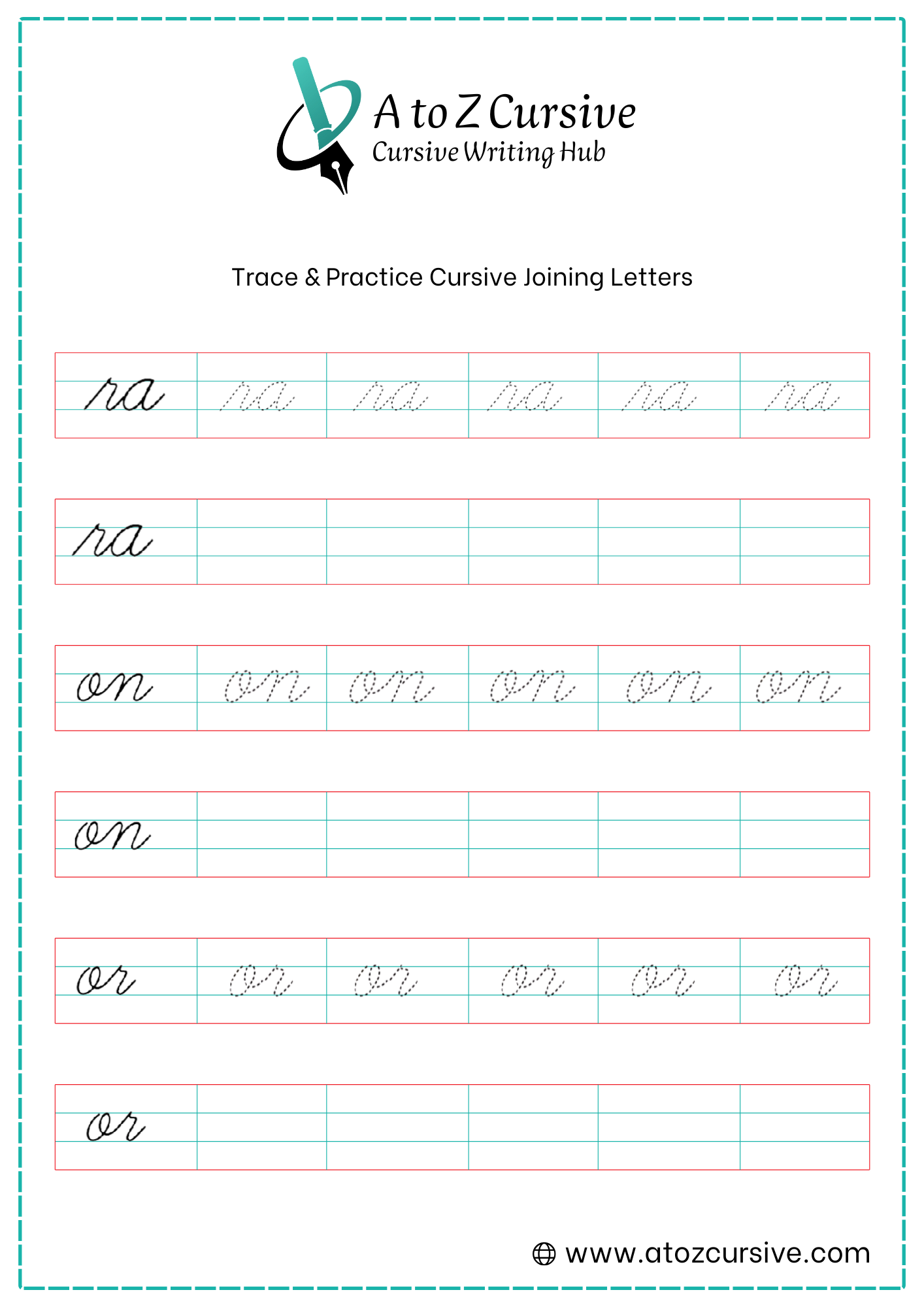 Cursive Joining Letter Worksheet 7