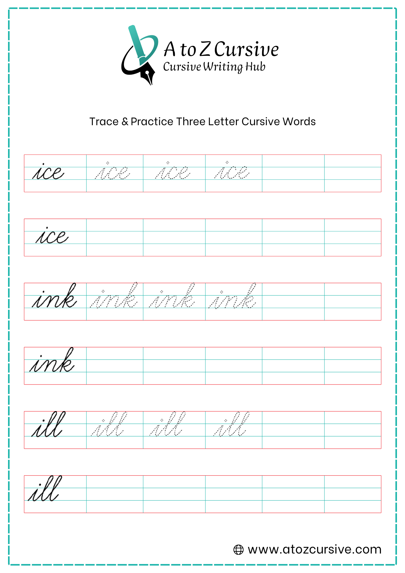 Cursive Joining Letter Worksheet 9