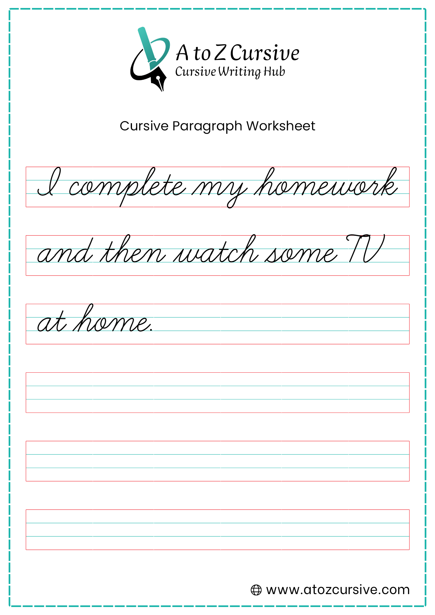 Cursive Paragraph Worksheet 10