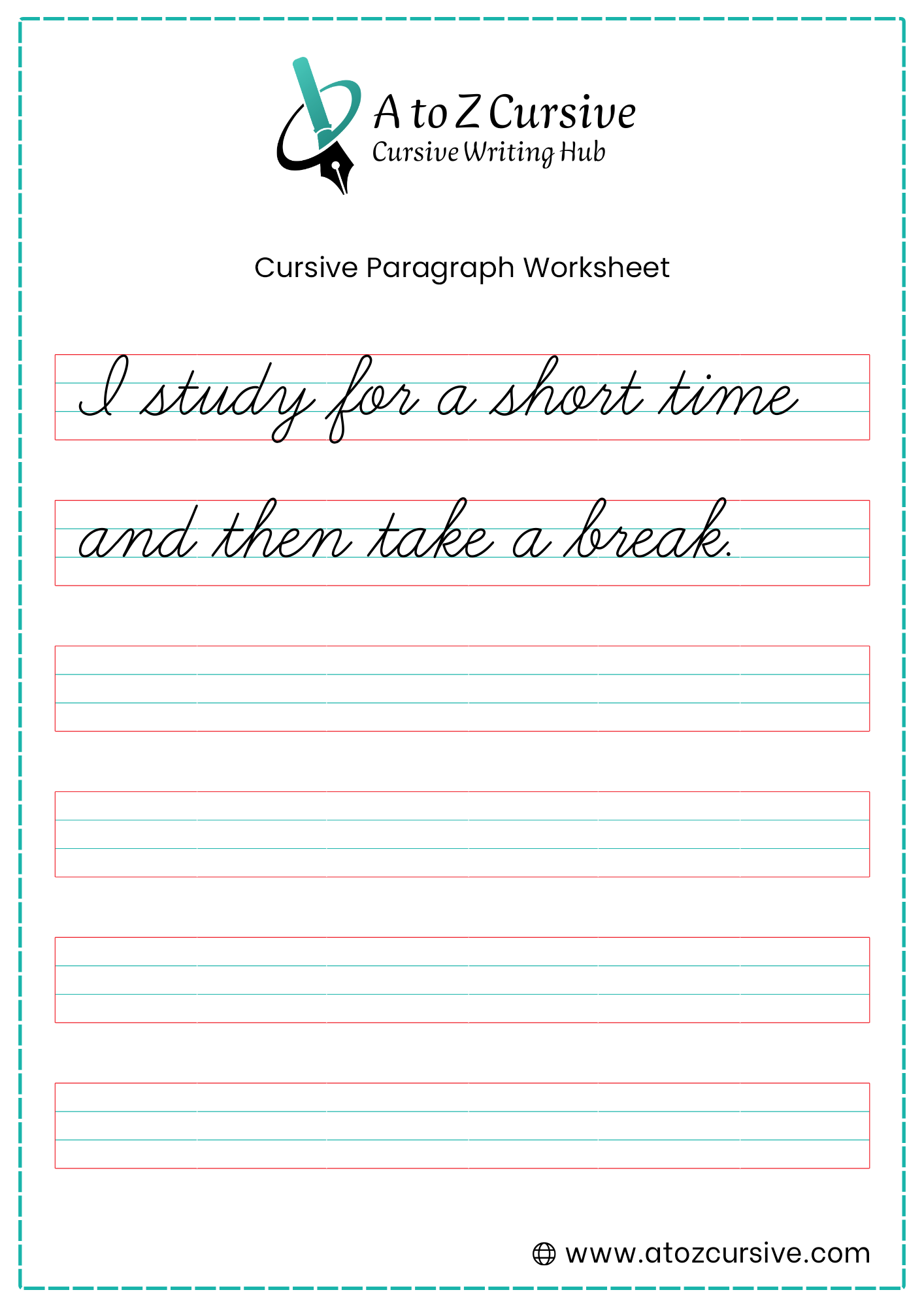Cursive Paragraph Worksheet 12