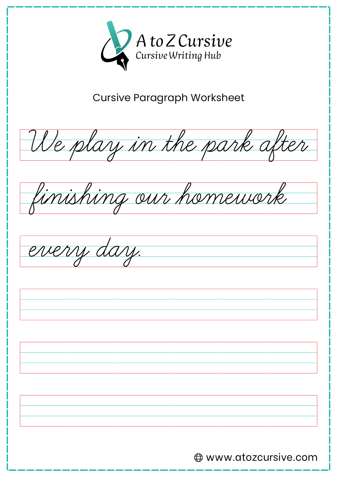 Cursive Paragraph Worksheet 2