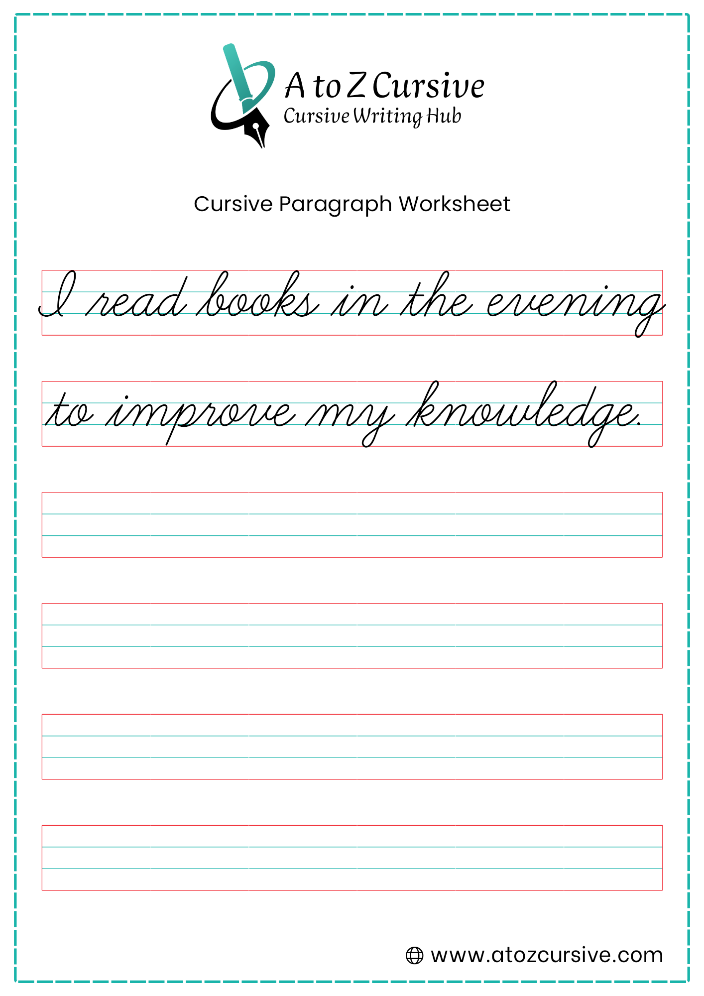 Cursive Paragraph Worksheet 4