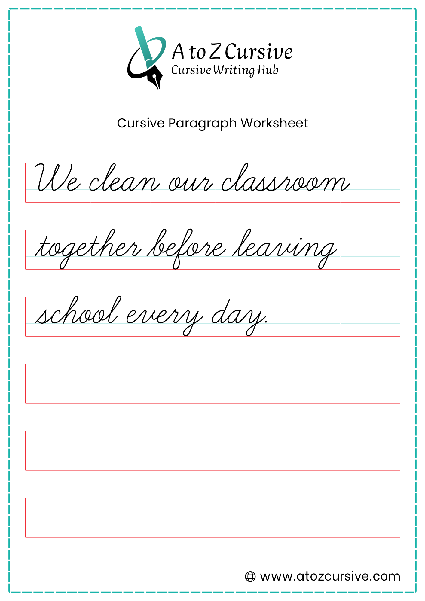 Cursive Paragraph Worksheet 5