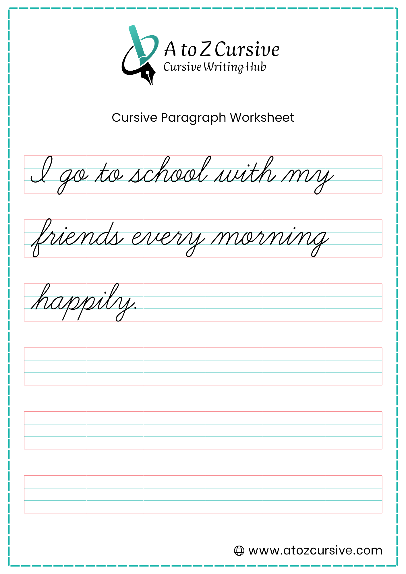 Cursive Paragraph Worksheet 6