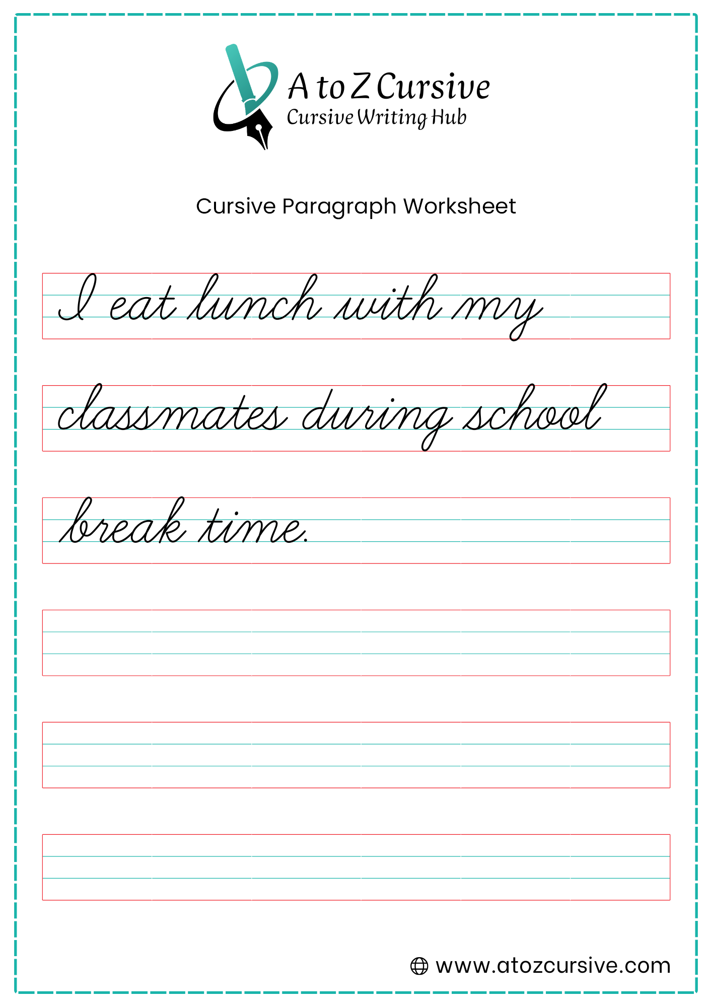Cursive Paragraph Worksheet 7