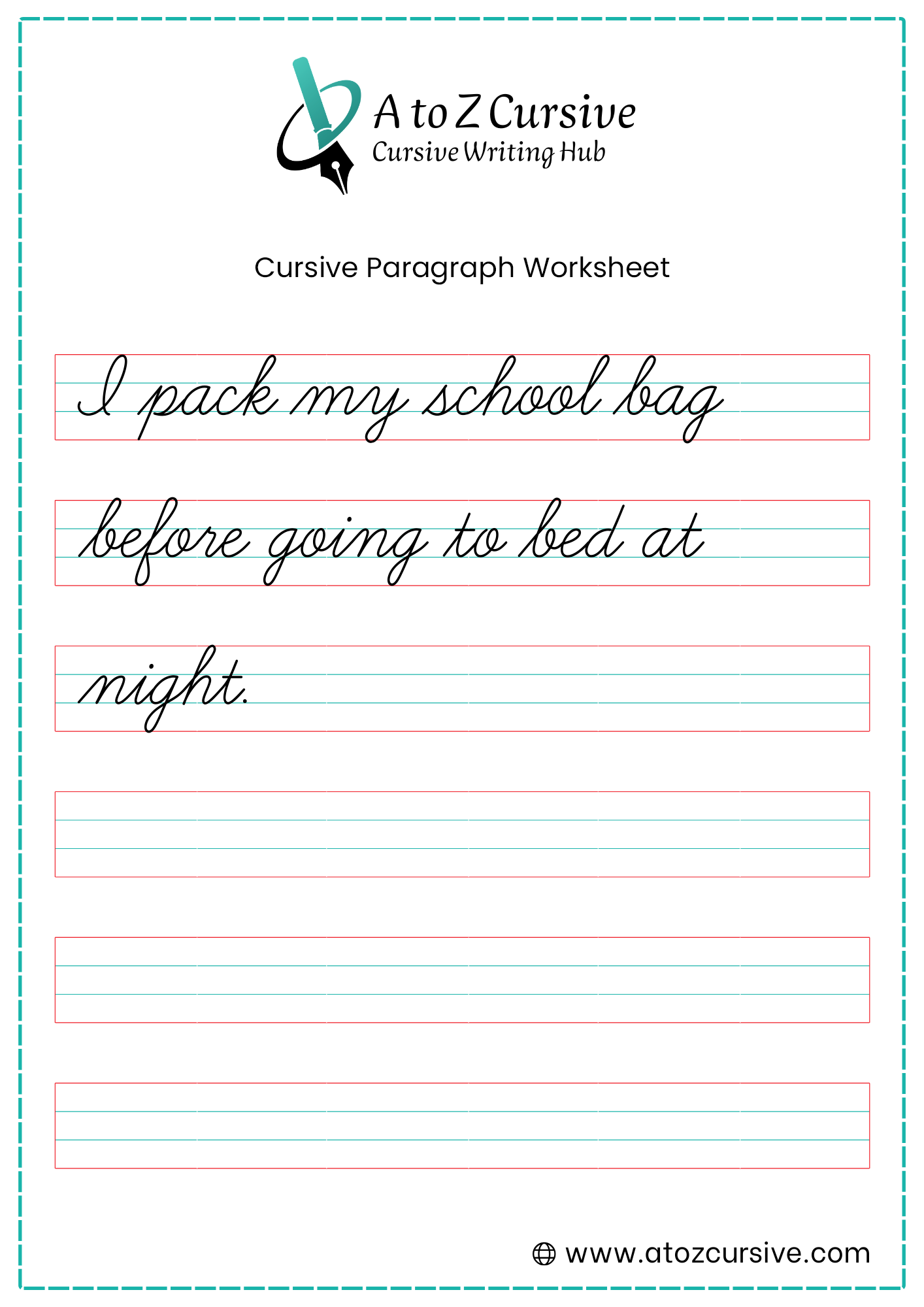 Cursive Paragraph Worksheet 8