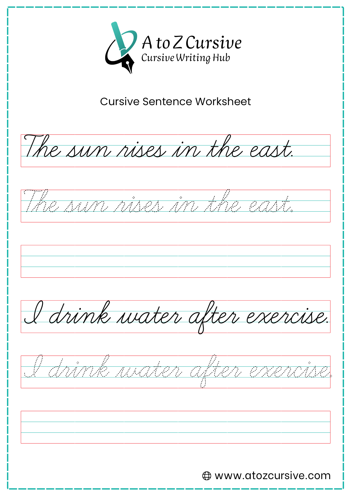 Cursive Sentences Worksheet 1