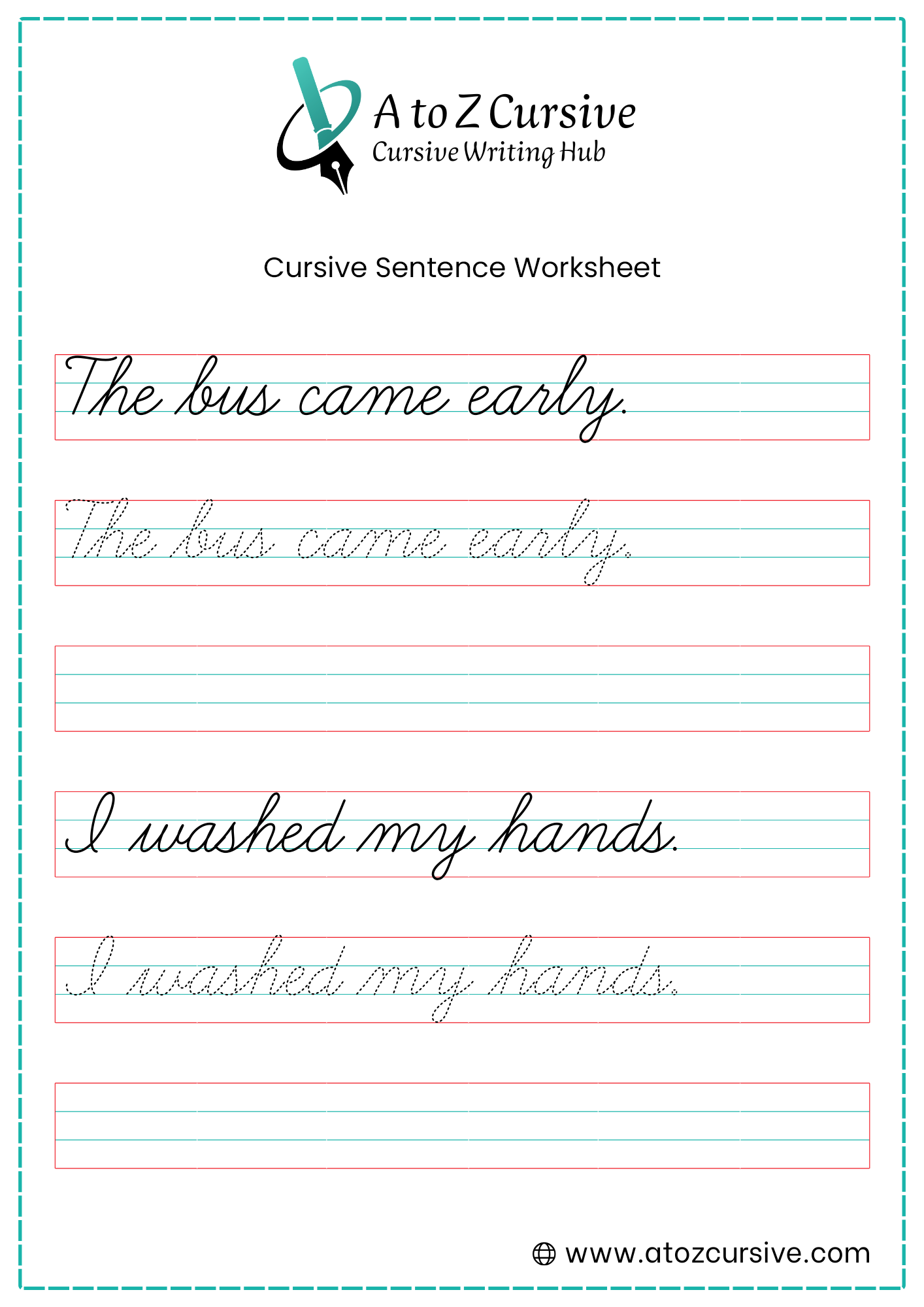 Cursive Sentences Worksheet 10