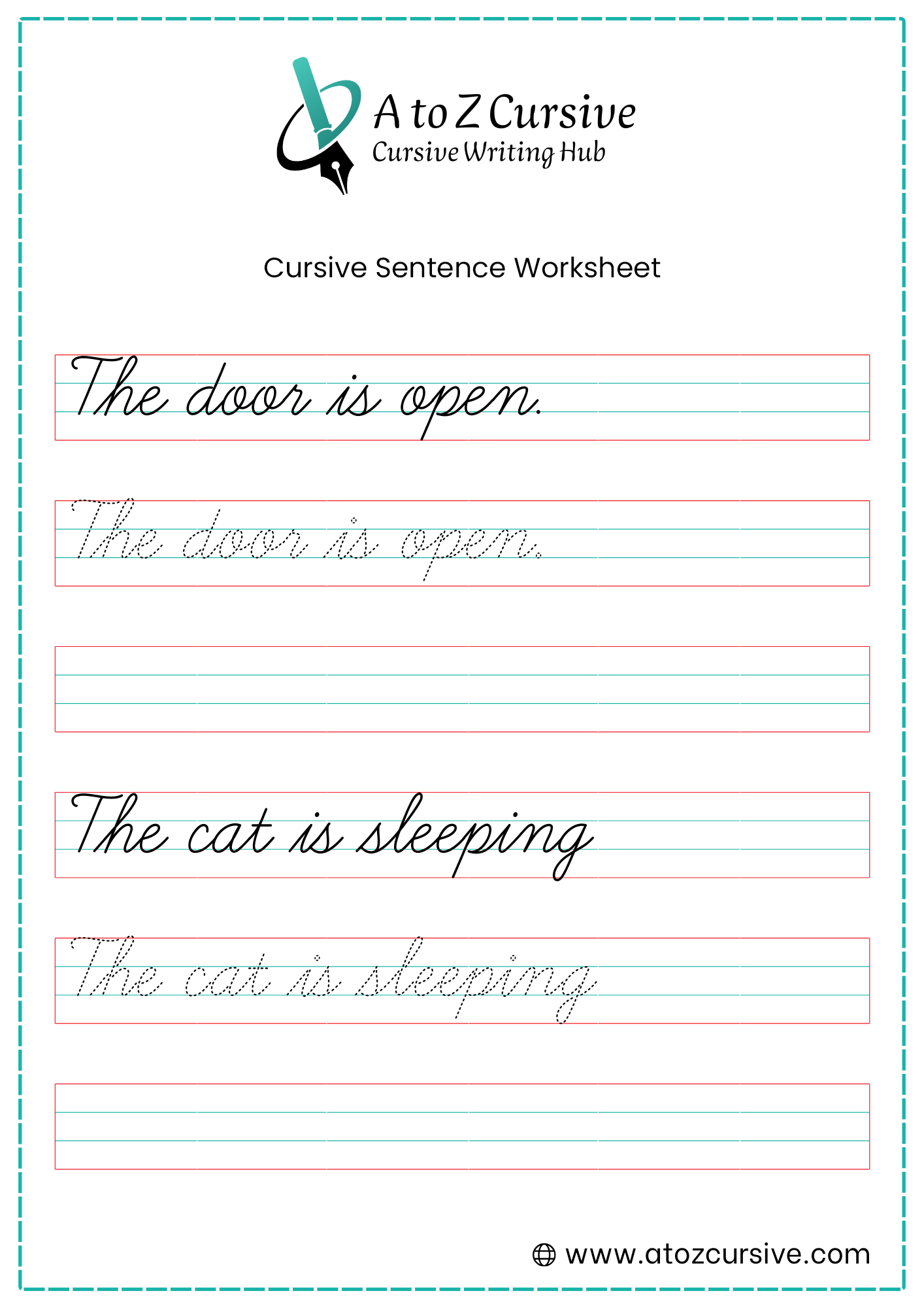 Cursive Sentences Worksheet 11