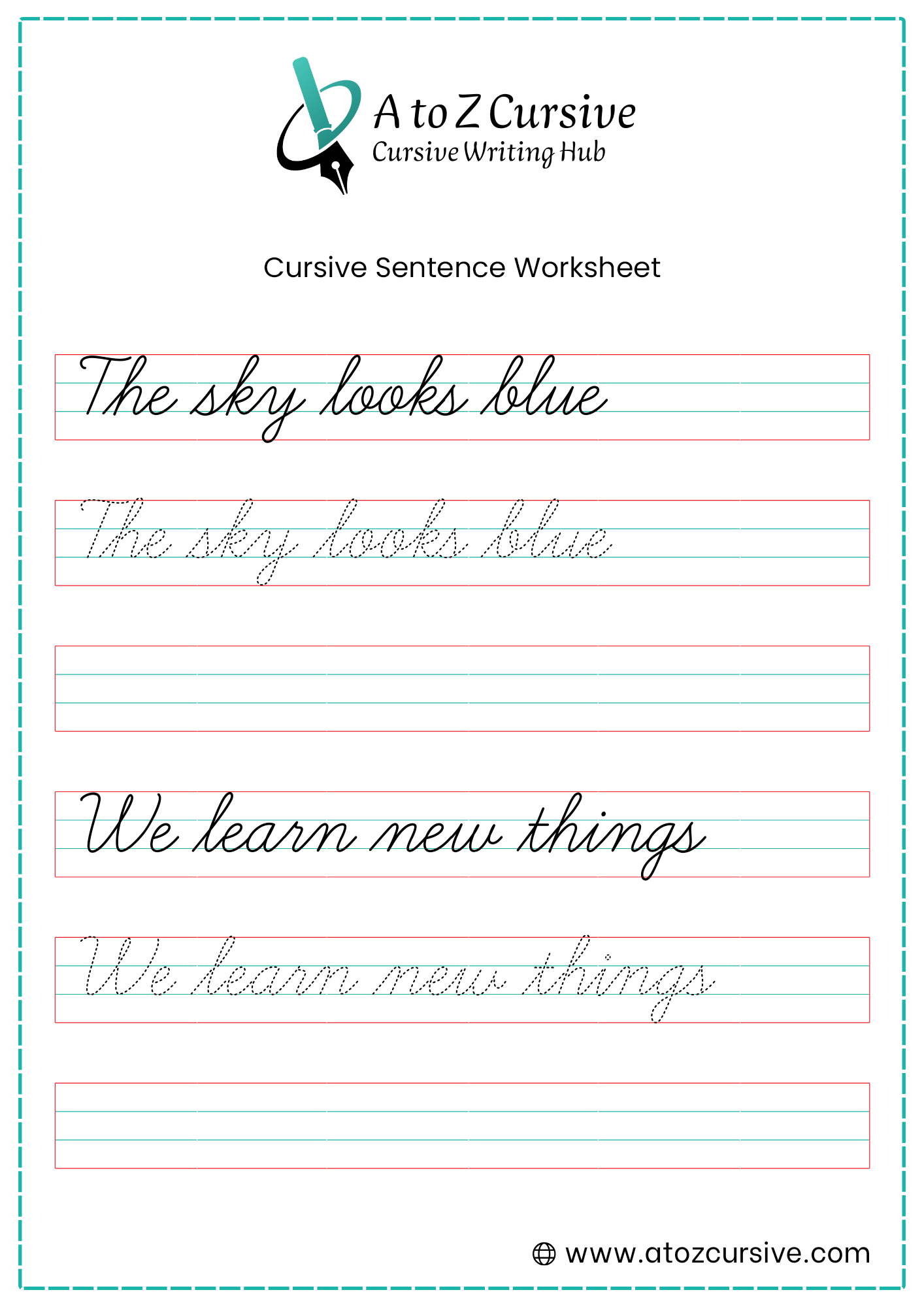 Cursive Sentences Worksheet 12