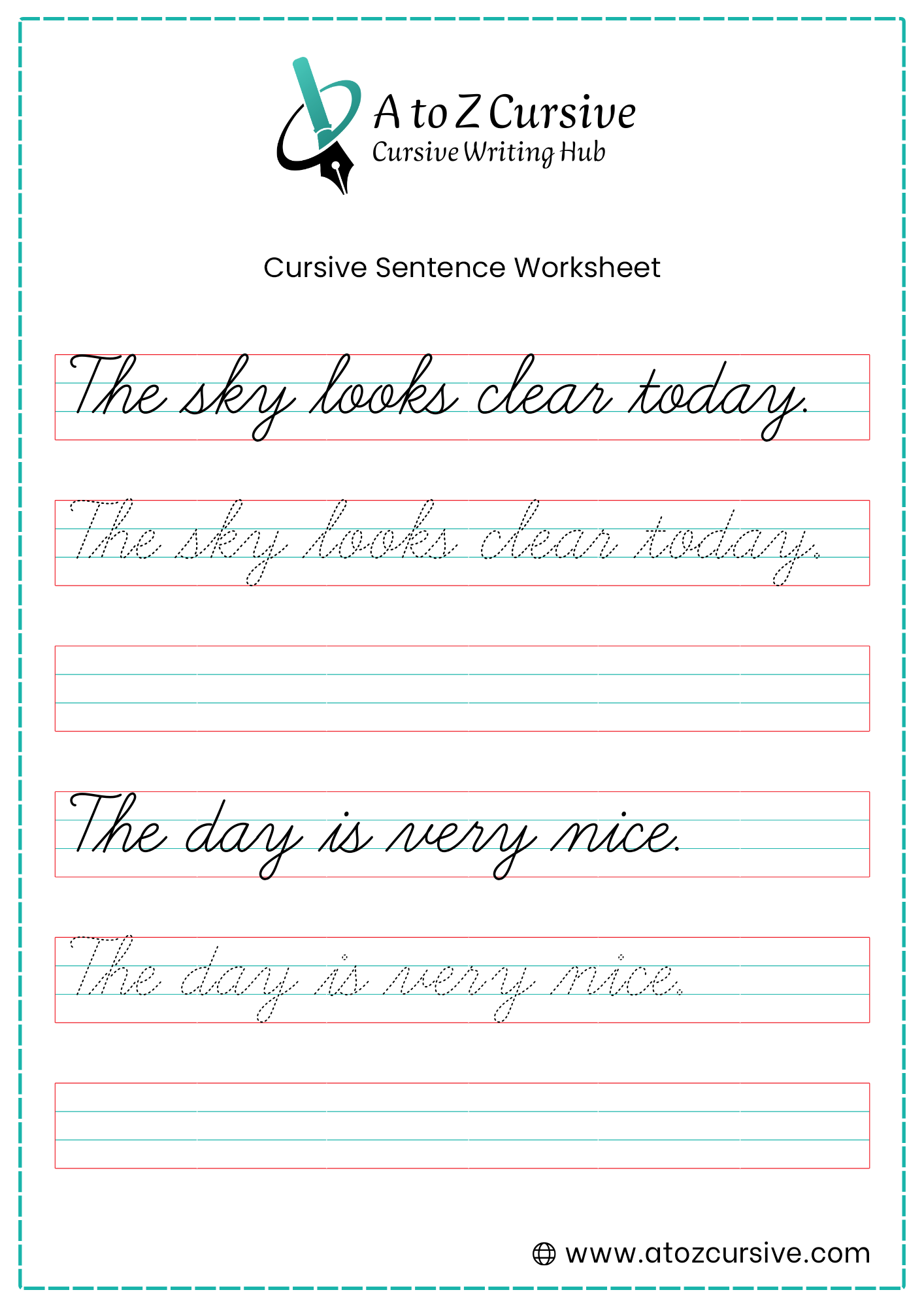 Cursive Sentences Worksheet 2