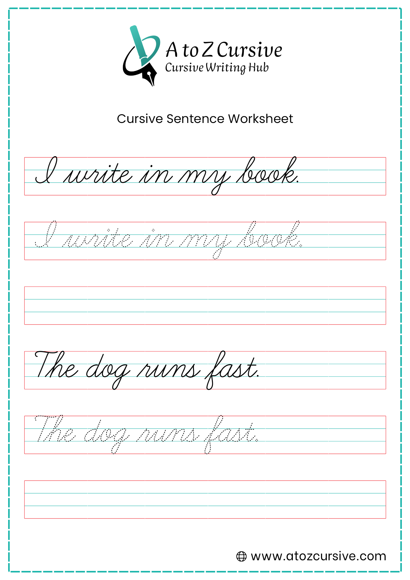Cursive Sentences Worksheet 3