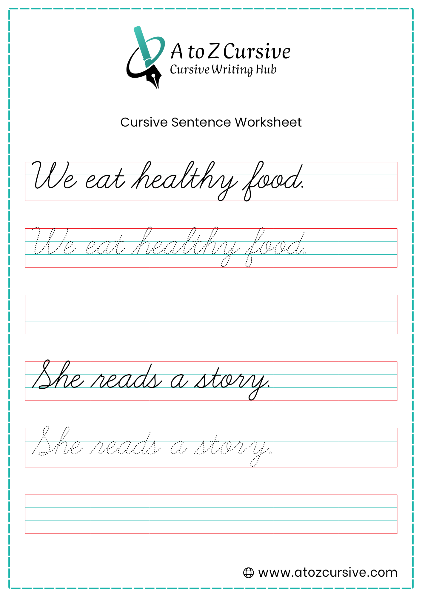 Cursive Sentences Worksheet 4
