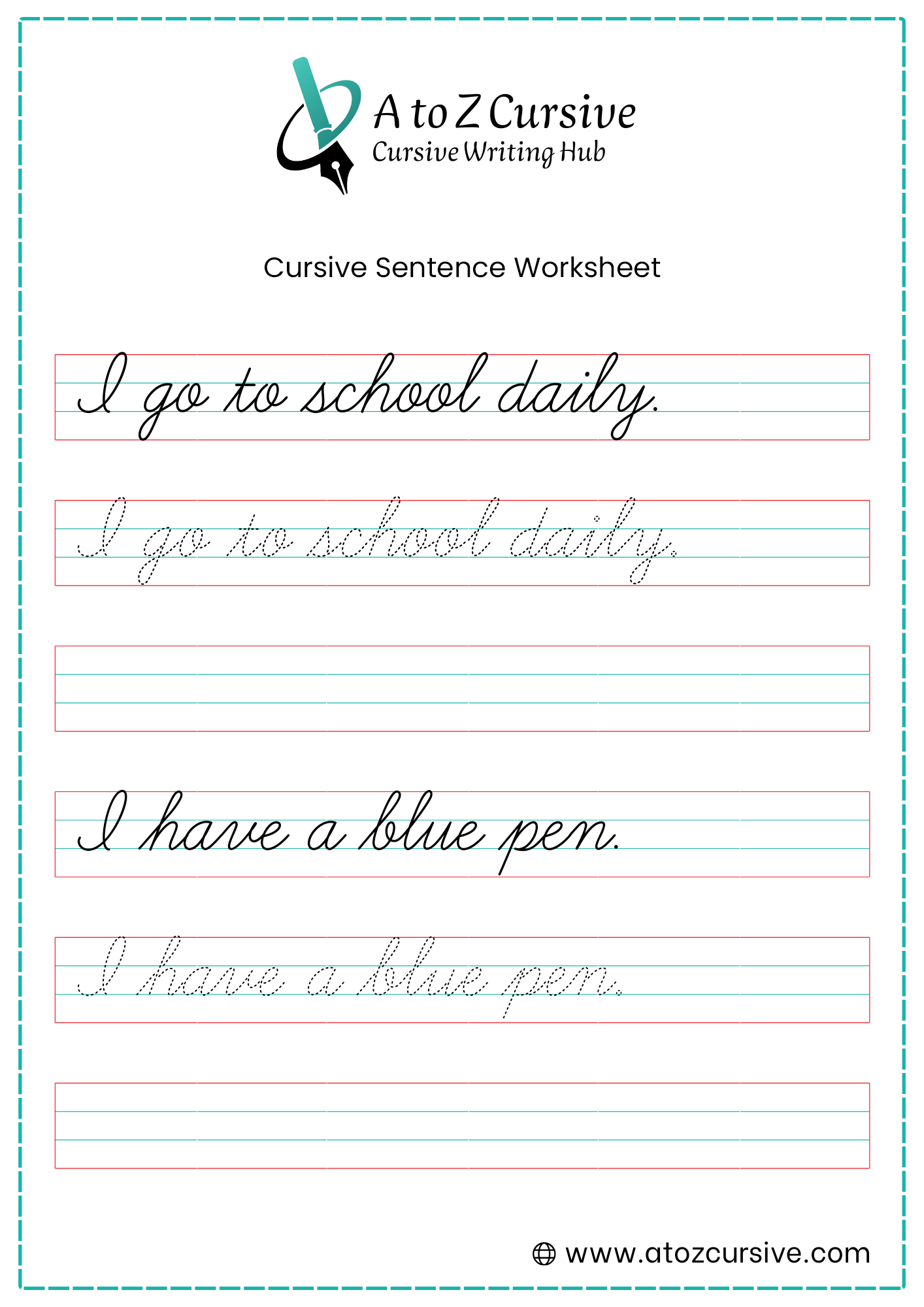 Cursive Sentences Worksheet 5