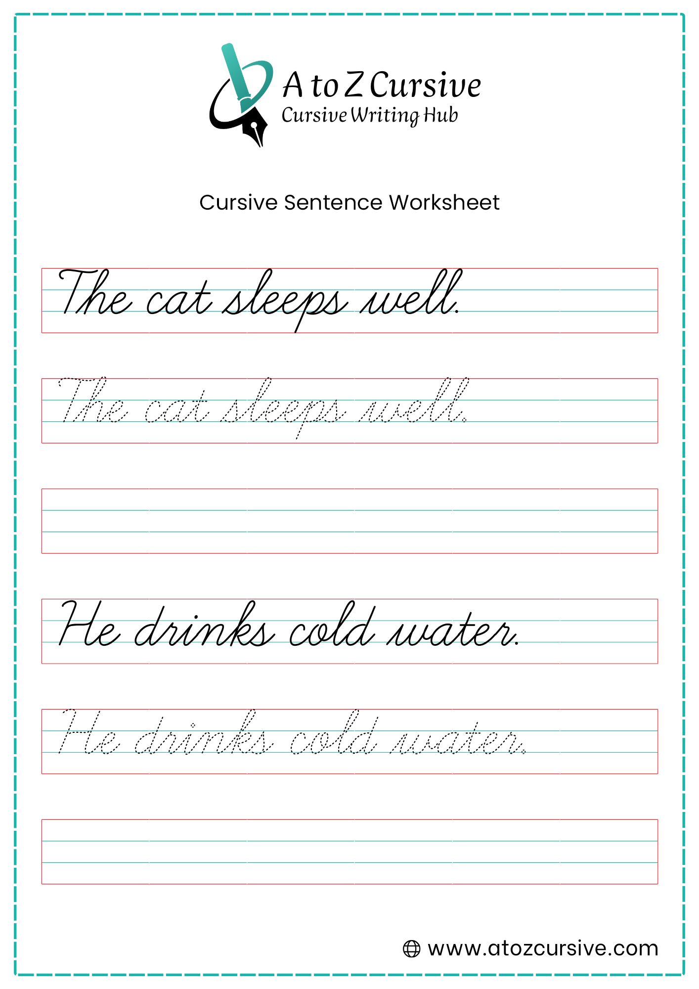 Cursive Sentences Worksheet 7