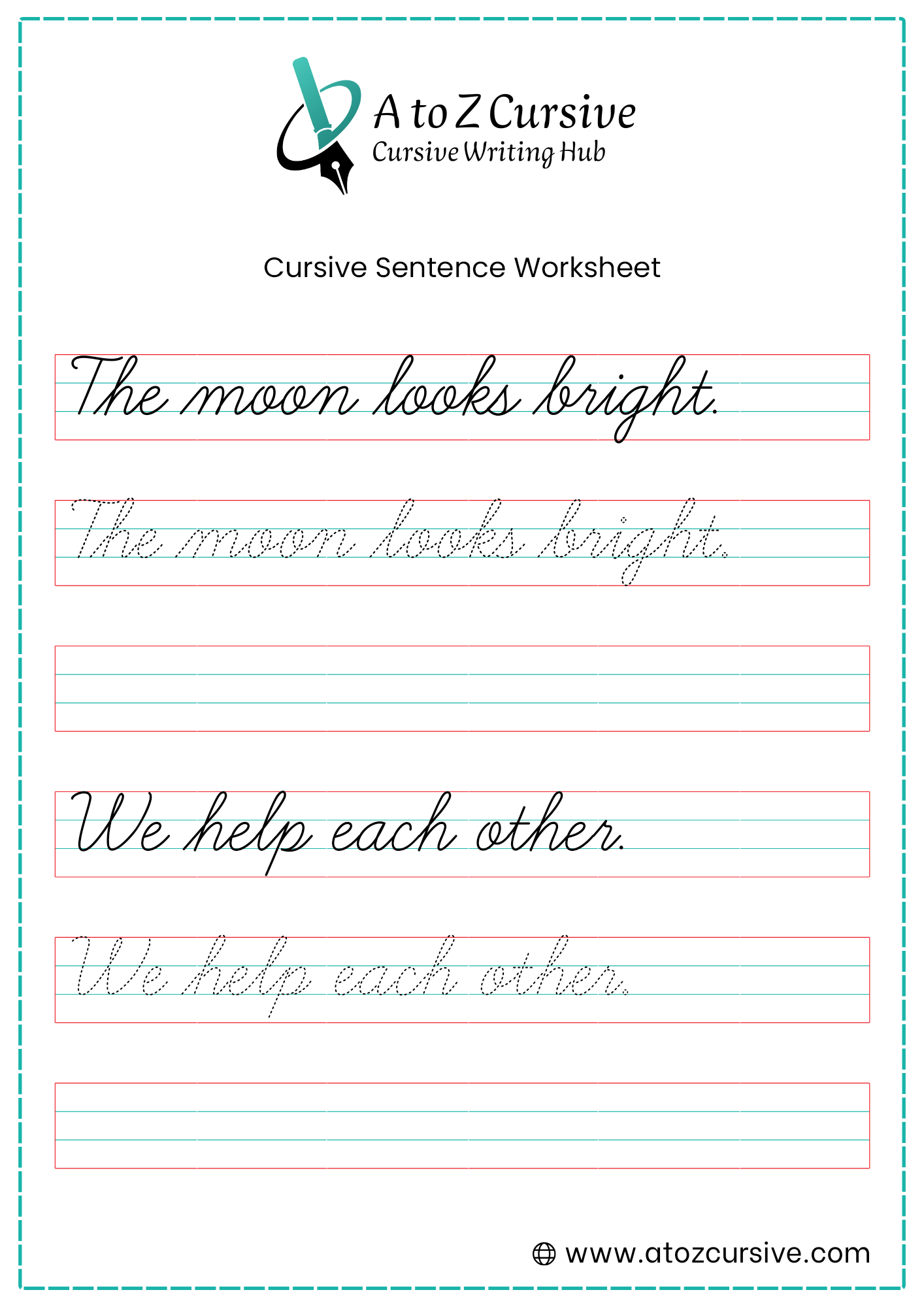 Cursive Sentences Worksheet 8